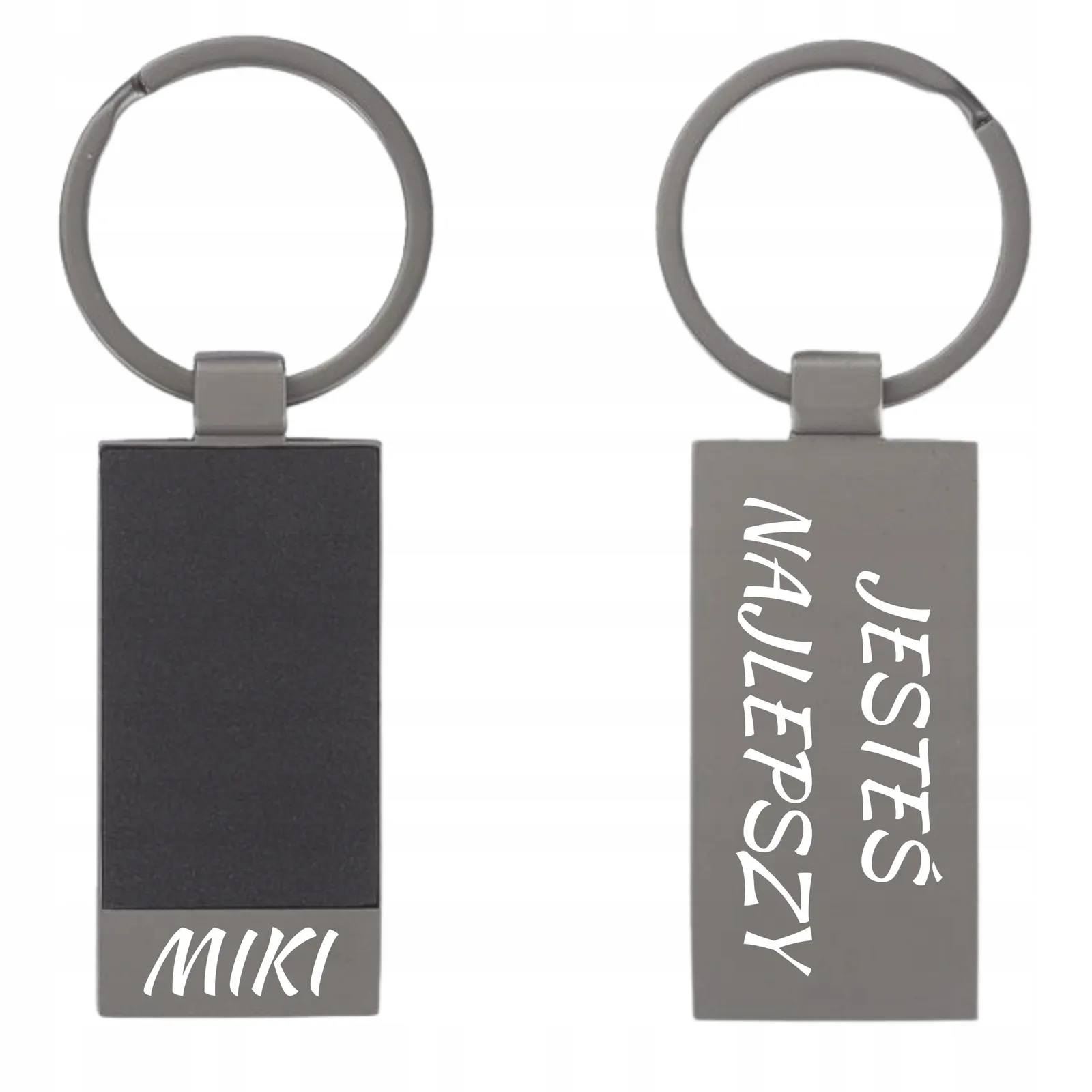 Brelok do kluczy metalowy z grawerem PERSONALIZOWANY WŁASNY NAPIS LOGO