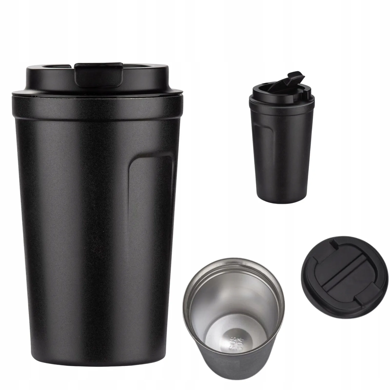 Kubek termiczny 400 ml stalowy kubek podrozny na kawe termos czarny