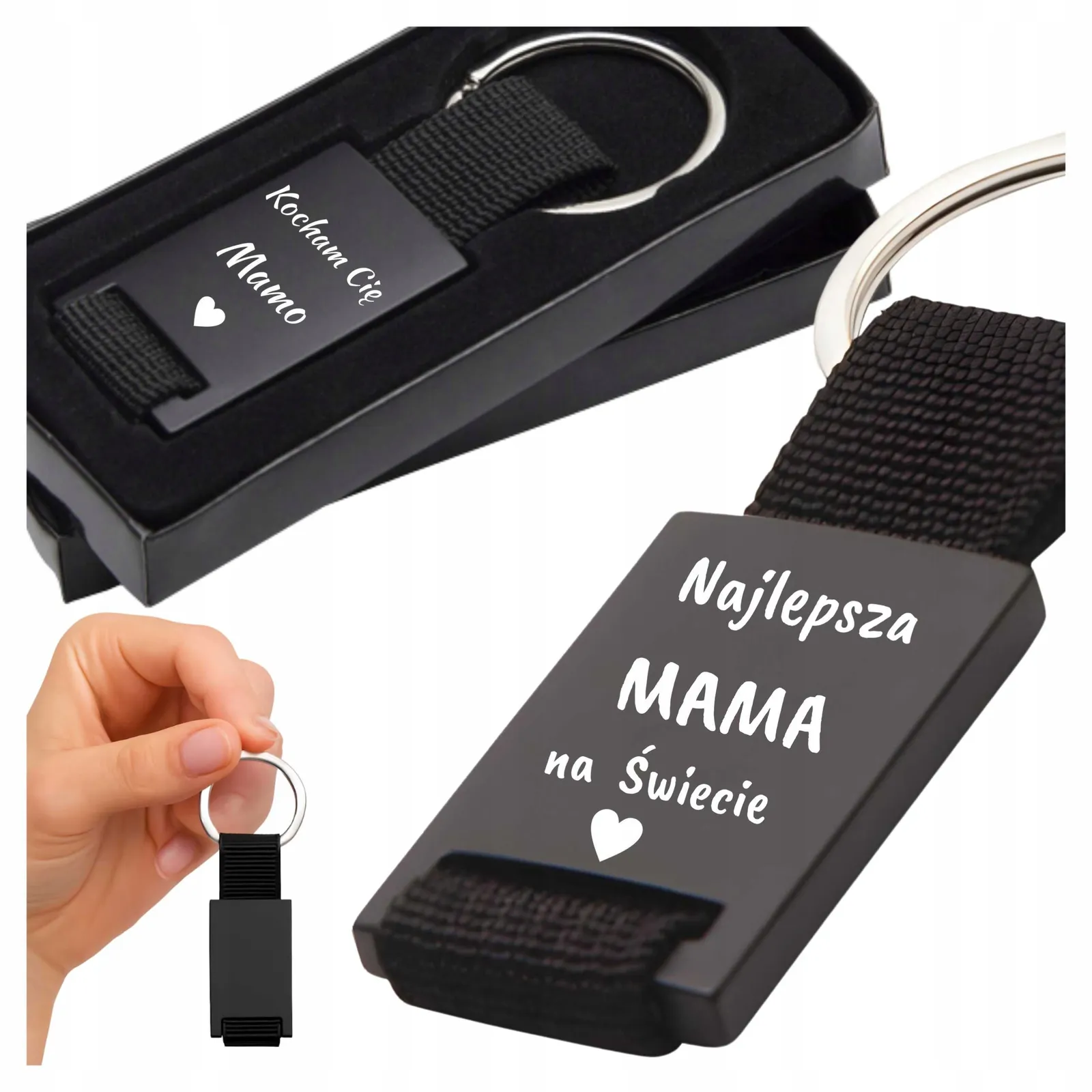 Brelok do kluczy na dzień mamy personalizowany grawer własnym napisem logo