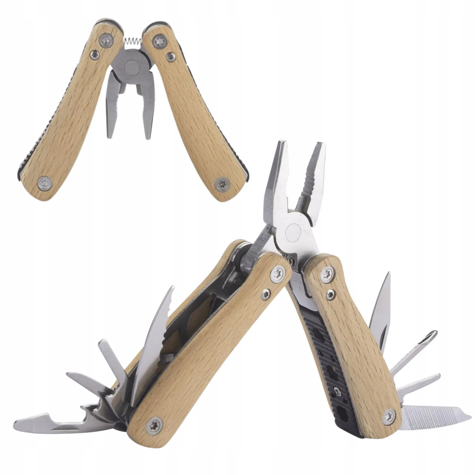 Narzędzie wielofunkcyjne multitool kieszonkowy drewniany