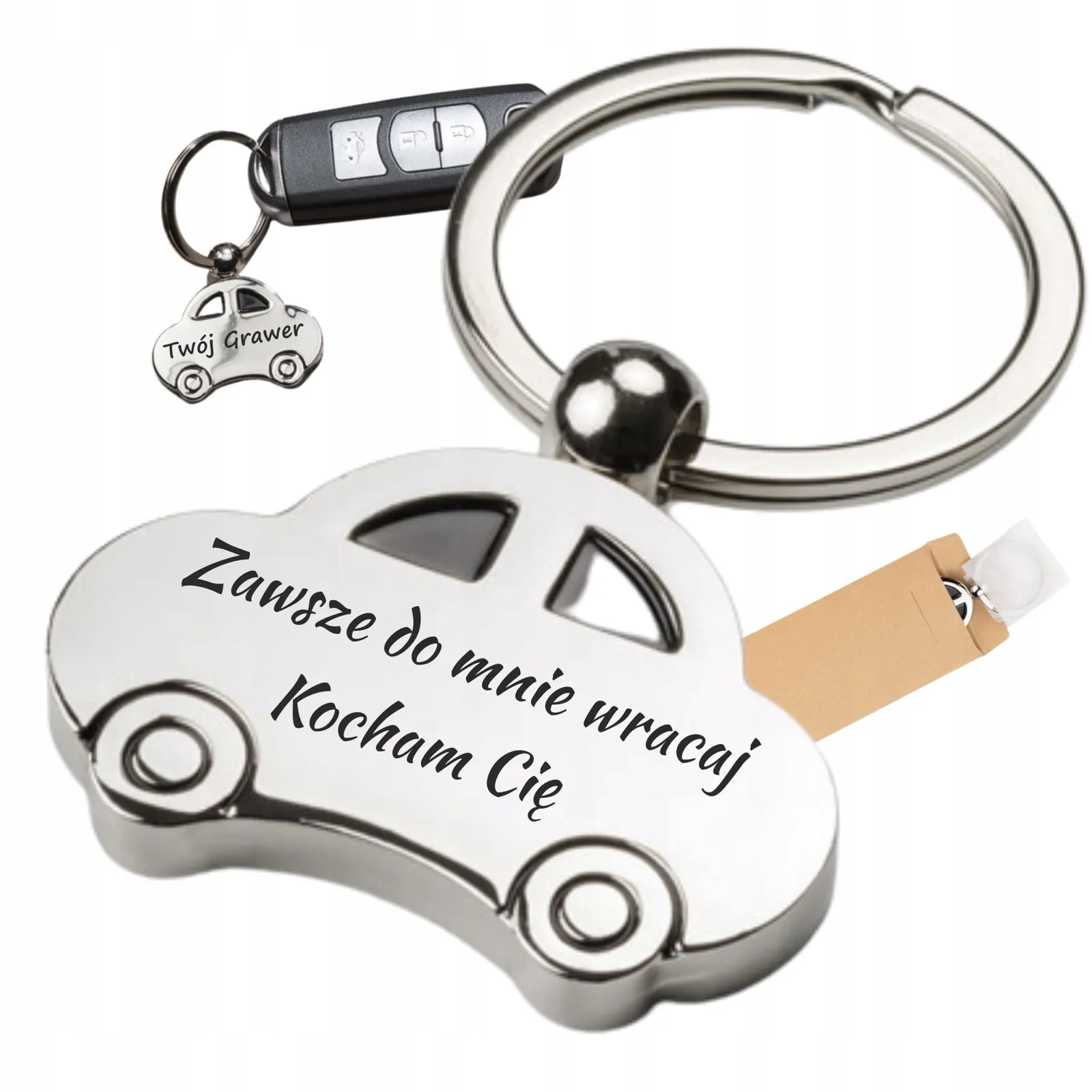 Brelok z grawerem samochód Tato auto prezent na Dzień Ojca metalowy