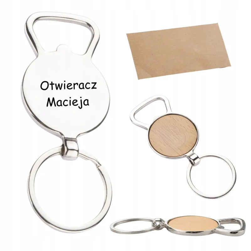 BRELOK DO KLUCZY OTWIERACZ BUTELEK PIWA ZAWIESZKA WŁASNY NAPIS GRAWER LOGO