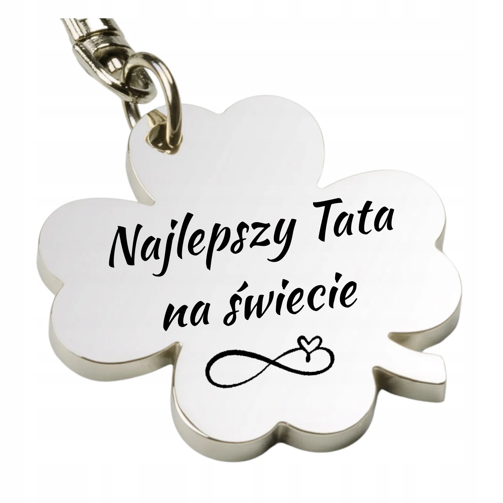 Brelok na dzień ojca koniczynka z grawerem najlepszy tata na świecie