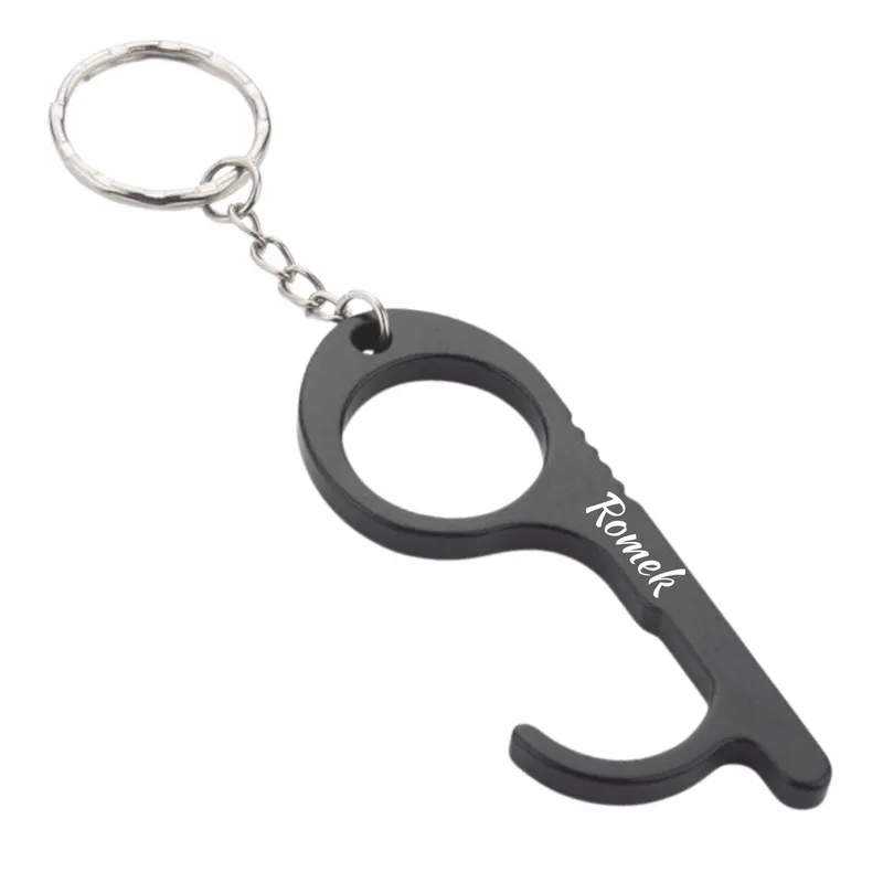 Brelok do kluczy z grawerem metalowy antytouch czarny personalizowany