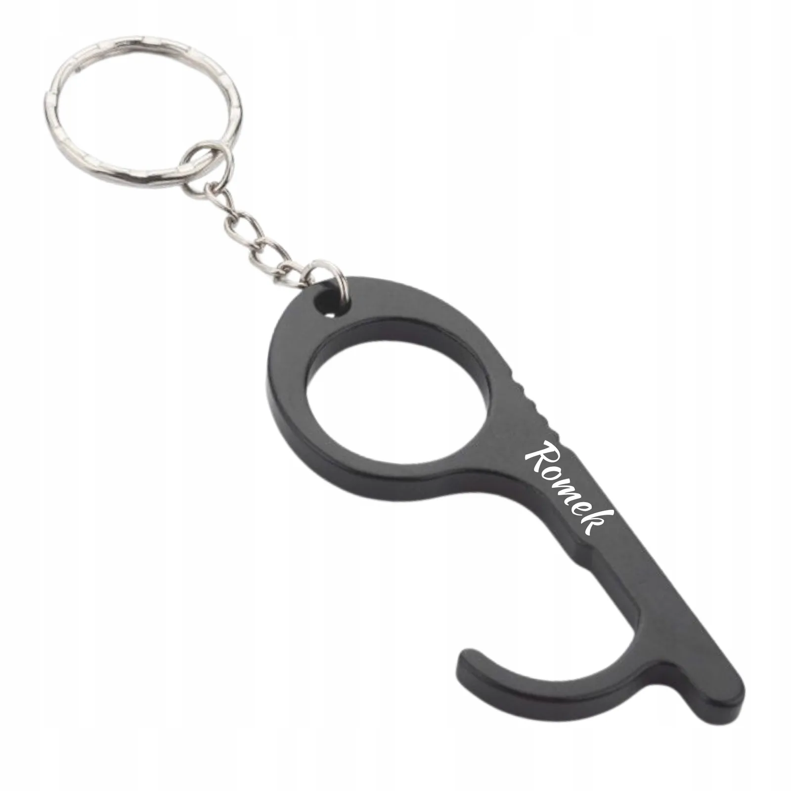 Brelok do kluczy z grawerem metalowy antytouch czarny personalizowany